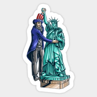 President dance with liberty statue Sticker